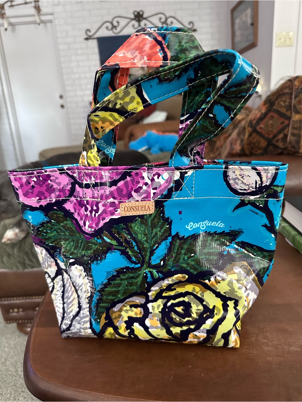Consuela Blue Floral Mini Tote Bag Grab and Go